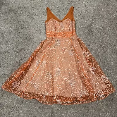 Moulinette Soeurs Women's Size 4 Orange Calendula Embroidered Dress • $39.99