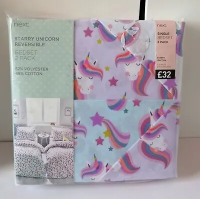 £24.99 • Buy Next Girls Starry Unicorn Reversible 2 Pack Bedset RRP £32.00