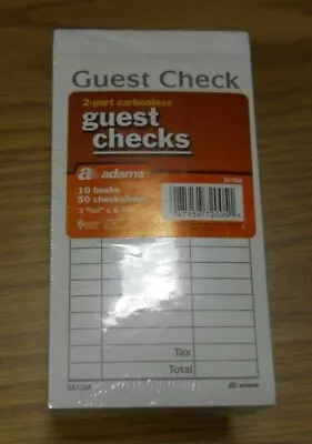 Adams 2-Part Carbonless Guest Checks 10 Books/50 Checks Per Book New Pt#: SA108A • $14.50