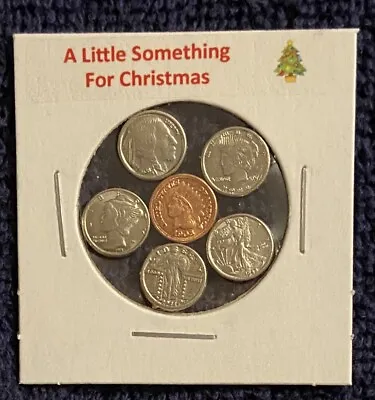  A Little Something For Christmas  - Mini Obsolete U.s. Coins Set In Holder   • $7.98