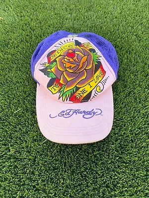 Ed Hardy Black Snapback Trucker Hat Dedicated To The One I Love Embroidered Logo • $14.99