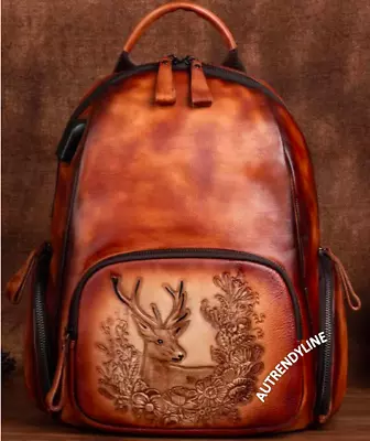 Vintage Handmade Woman Leather Handmade Backpack Everyday Use Unique Stylish • $113.40