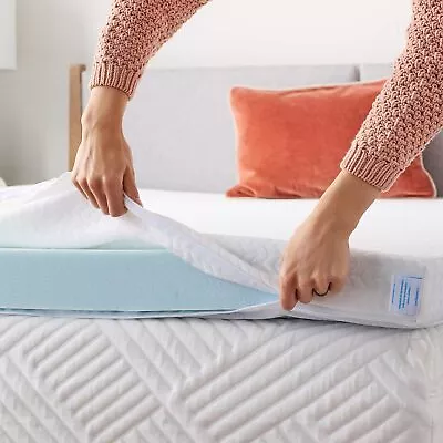 Linenspa 4 Inch Memory Foam Mattress Topper Cover–Keeps Topper Clean And • £54.99