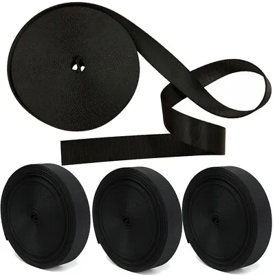 4 Roll 22 Yards 2 Inch Wide Black Nylon Heavy Duty Webbing Strap Hot!! • $20.89