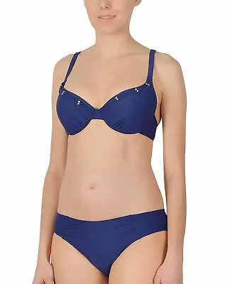 Naturana Lightly Padded Bikini Underwired Swimwear Navy Swimming Costume 32D  • £8.99