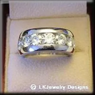 2.45ct Moissanite Round Near Colorless Channel Semi Eternity Band Ring • $2198.90