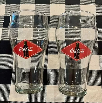 Set Of 2 Vintage COCA-COLA Drinking Glasses Diamond Pattern NEW Condition • $10