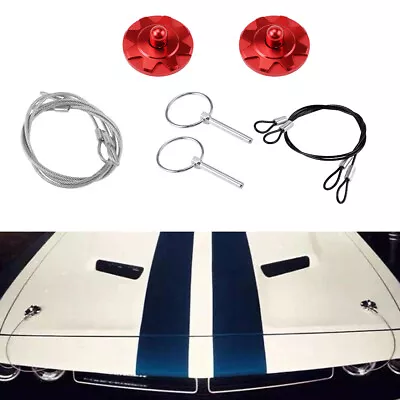 Universal Vehicles Sport Racing Bonnet Hood Pin Lock Latch Appearance Kit Red • $14.28