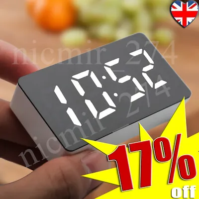 £5.71 • Buy LED Smart Clock Bedside Digital Alarm Clock Electronic Watch Snooze Desk Clock