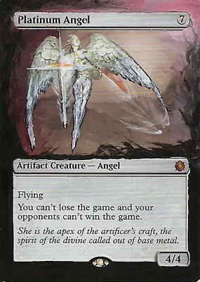 Magic Mtg PLATINUM ANGEL Altered Hand Painted Art Commander Cube EDH Non Foil • $34.99