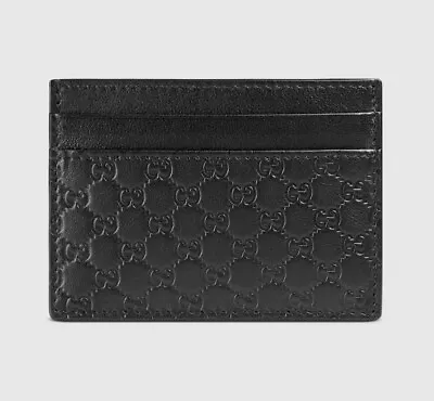 NEW! Authentic Gucci Black Microguccissima Embossed Leather Credit Card Holder • $139.99