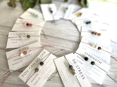 £2.95 • Buy Natural Crystal Bracelet - 8mm Beaded Bracelet - Adjustable Gemstone Bracelet