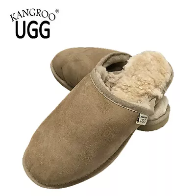 $41.97 • Buy Beige Unisex Wool Australia Winter Warm Sheepskin Kangroo® Ugg Slippers Scuffs