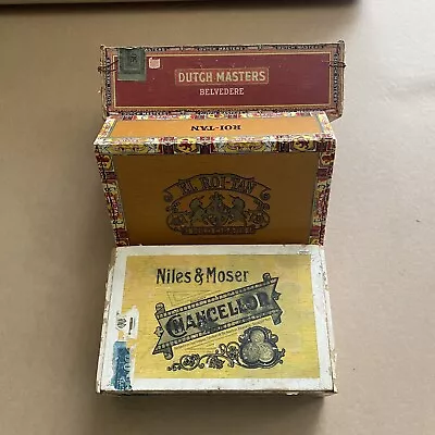 Set Of 3 Vintage Cigar Boxes Dutch Masters Roi Tan Niles And Moser Chancellor • $58.99