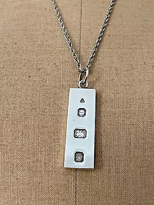 £45 • Buy Vintage Sterling Silver Ingot Pendant Necklace - London 1978