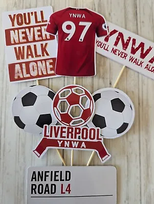 £4.99 • Buy FOOTBALL Cake Topper Set LIVERPOOL INSPIRED Set Of 7 Birthday Toppers 
