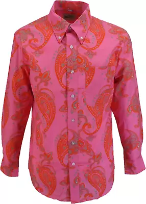 Mens 70s Pink Psychedelic Paisley Shirt • £39.99