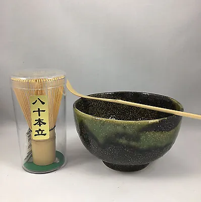 Japanese Amanogawa Matcha Bowl Bamboo Scoop Whisk Tea Ceremony Set Made In Japan • $28.95