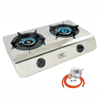 Portable Camping 2 Burner Gas Stove FFD 60cm Cooker Indoor LPG Cooktop NJ-60SD • £86.90
