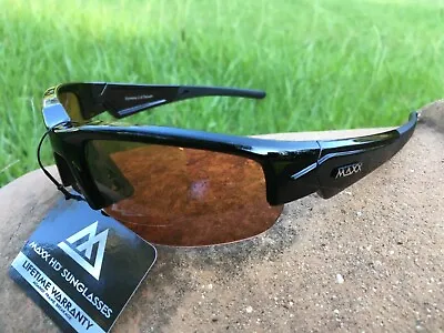 Maxx HD Sunglasses Dynasty 2.0 Black Golf Driving Lens Brown Amber • $19.95