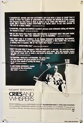 CRIES AND WHISPERS Movie Poster (VeryFine+) One Sheet Ingmar Bergman 1972 26308 • $8