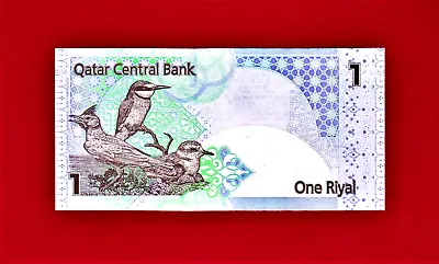 1 RIYAL 2008 QATAR UNC NOTE (P-28a) Not Dated - With Mark For The Blind - Falcon • $2.31