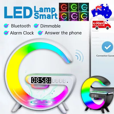 Smart Night Light Bluetooth Speaker Wireless Charger RGB Alarm Clock LED Lamp AU • $16.99