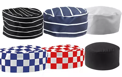 Chefs Skull Cap Hat For Professional Catering Chef Kitchen Cooks In Check Stripe • £4.50