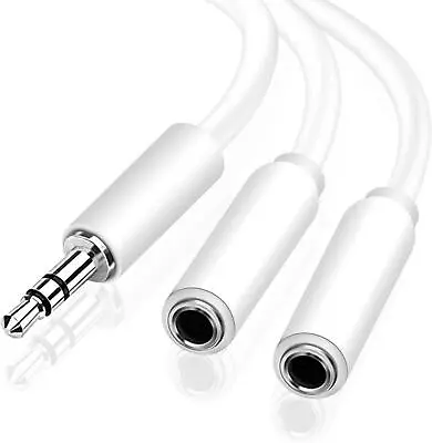 3.5mm Headset Adapter Y-Splitter Jack Cable W/ Separate Audio And Mic Headphone  • £2.99