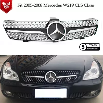 For Mercedes Benz W219 CLS500 CLS550 2005-2008 Diamond Style Grille W/3D Emblem • $89.99