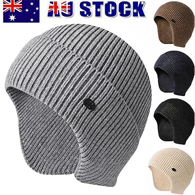 Winter Warm Mens Knitted Beanie Hat With Earflaps Russian Outdoor Ski Skull Cap • $5.99