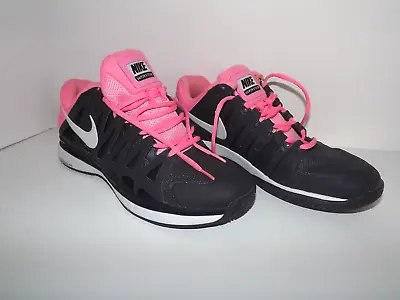 Nike Vapor 9 Tour Zoom Roger Federer Pink Black Shoes 488000-016 Size 9.5 Used • $165.99