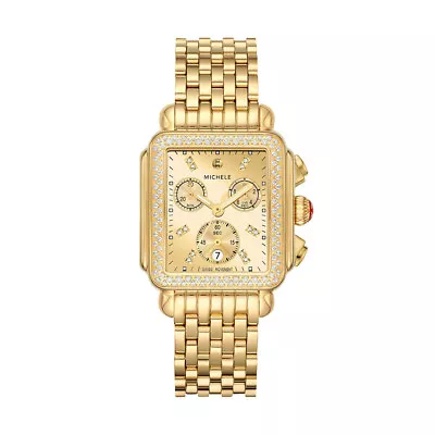 New Michele Deco Diamond High Shine Dial Gold MWW06A000806 Ladies 33mm Watch • $1949