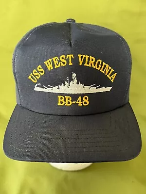 New Vintage Navy Blue/gold Uss West Virginia Bb-48 Snapback Baseball Cap Hat • $24.99