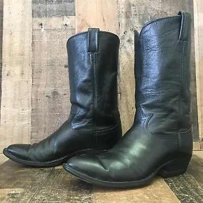 Tony Lama Vintage Gold Label Classic Black Cowboy Boots Mens 10 D • $119.95