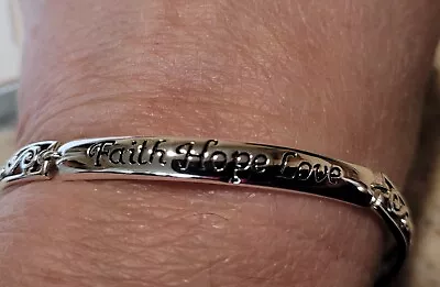 JCPenny 8 Gram 925 Silver Faith Hope And Love Bracelet Fits Up To 8 In Wrist NWT • $25