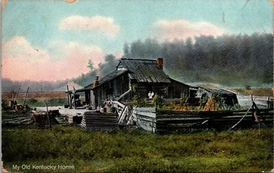 Postcard 1915 My Old Kentucky Home  Cabin Fence  Lady And Baby Hugh Leighton • $12.77