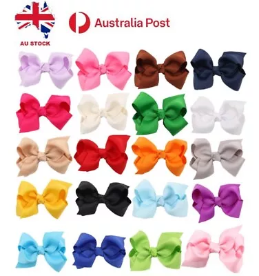 2X Hair Bows 8cm 3.15'' Girls School Bows Knot Clip Ponytail Ribbon Alligator • $5.50