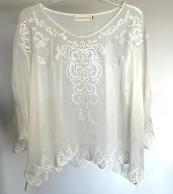 4 Love And Liberty Sheer Off-White Silk Top • $28