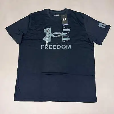 UNDER ARMOUR Freedom Logo T-Shirt Men's Marine Navy Sz 2XL 1370811 (New) • $11