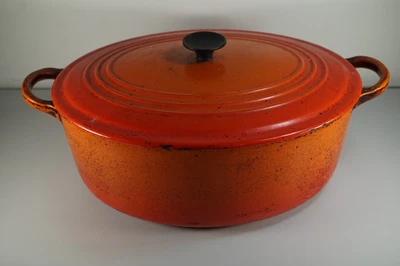 £54.95 • Buy Vintage Le Creuset Volcanic Orange Oval Casserole Dish Size F Large 30cm Giant