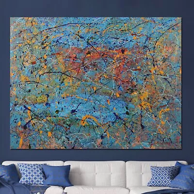 Pollock/Richter Style Professional Painting 81” X 62”(6ft 9in)Abstract Modern XL • $477