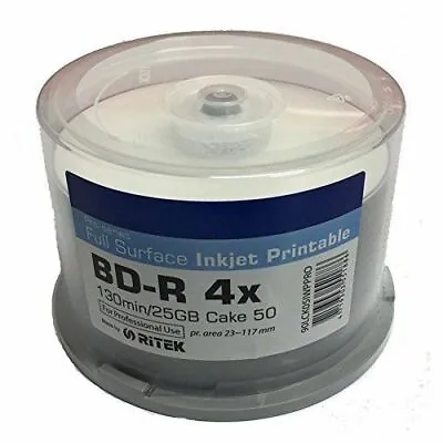 £38.89 • Buy 50 FF Traxdata Blu Ray 4x RITEK PRO Inkjet Printable Blank Discs BDR BD-R 25GB 