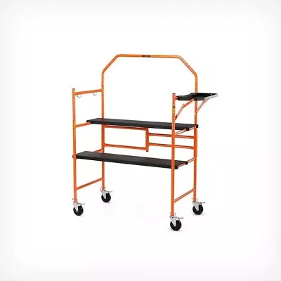 Mobile Foldable Scaffold Platform Ladder Garage Multi Purpose Step Swivel Castor • £169.99