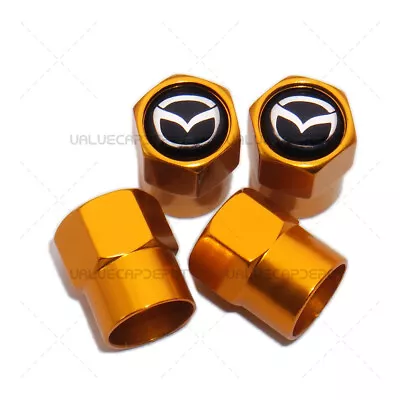 4pcs Hex Fit Mazda Car Wheels Tire Air Valve Caps Stem Dust Cover Decor Gold • $7.99