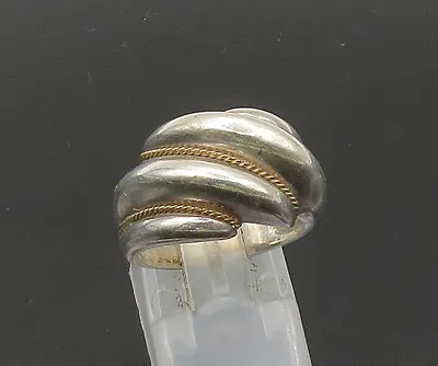 £94.33 • Buy 925 Silver & 14K GOLD - Vintage Two Tone Fluted Twist Band Ring Sz 6.5 - RG21777