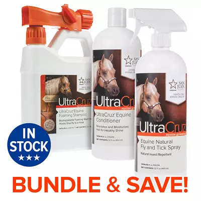 $42.29 • Buy UltraCruz Foaming Horse Shampoo, Conditioner And Fly & Tick Spray Bundle 32oz Ea