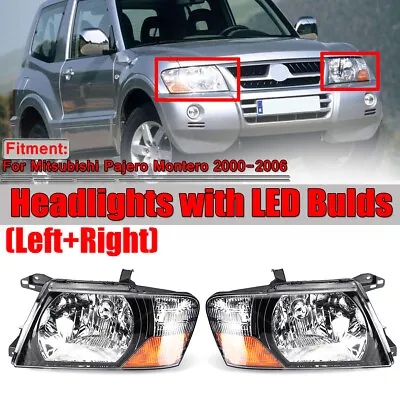 Pair Front Headlight Lamp Left + Right For Mitsubishi Pajero Montero 2000-2006 • $163.39