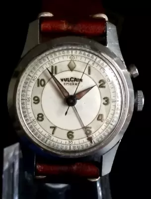 Rare! Vintage 50's Vulcain Diamond Head  Cricket Alarm  Men's Watch  V120 Swiss. • $1399