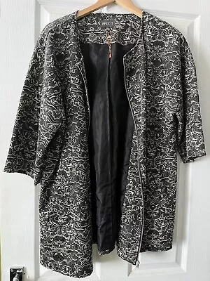 Apricot Clothing Black & Stone Brocade Tapestry Print Duster Jacket - Size 16 • £20
